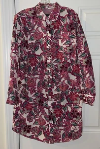 Karen Kane Floral Cotton Shirt Dress - Medium - Perfect - Made In USA - Picture 1 of 10