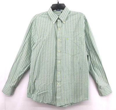 Camisa de vestir IZOD para hombre talla M verde azul a rayas manga larga fácil cuidado abotonada Foto 1 de 4