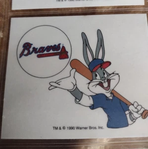 1990 BUGS BUNNY Atlanta Braves TEAM LOGO VINTAGE BASEBALL CARD STICKERs 10 - Picture 1 of 4
