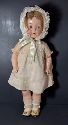 ANTIQUE 18” EIH HORSMAN Composition Mama Baby Doll - ORIGINAL TAGGED CLOTHING - Image 1 of 4