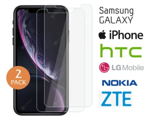 Lot 2X 9H Tempered GLASS Screen Protector iPhone Apple LG Samsung Nokia HTC ZTE - Picture 1 of 1