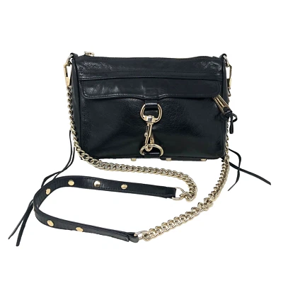 Rebecca Minkoff M.A.C. Bolso de hombro con correa de cadena de cuero negro con tachuelas Foto 1 de 4