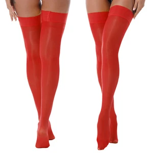 Bas Autofixants Femme Chaussettes Collants Brillant Transparent Cuisse Haute Bas - Picture 1 of 71