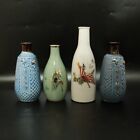 0222f  WW2 Japanese Military Solider Army Pottery  SAKE BOTTLE 4PCS