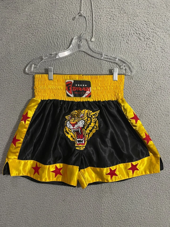 Pantalones Cortos Farabi Muay Thai Tiger Medianos Bordados MMA Kickboxing Foto 1 de 4
