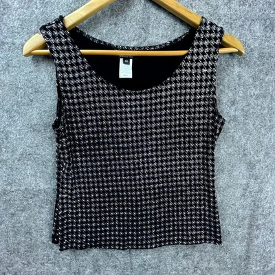 Blusa Top Xscape Mujer M Negra Plateada Metálica Brillante Año Nuevo Retro Glam Rock Foto 1 de 4