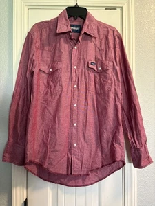 Wrangler Pearl Snap Shirt Womens Medium Red Long Sleeve Cowboy Rodeo Vintage - Picture 1 of 7
