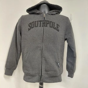 Felpa con cappuccio zip intera South Pole taglia giovane grande 14/16 nera giacca foderata sharpa calda - Foto 1 di 16