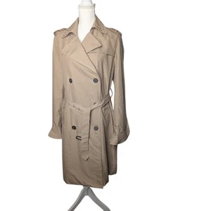 C & C CALIFORNIA studded trench coat tan ruffled sleeves size Large NWT - Picture 1 of 12