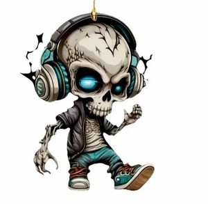 Skull Rocker Charm Sun Catcher Ornament Double Sided Acrylic US Stock - Picture 1 of 6