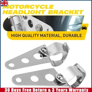 Universal Chrome Head Lamp Light Brackets for 28mm-36mm Headlight Headlamp Metal - Picture 1 of 9