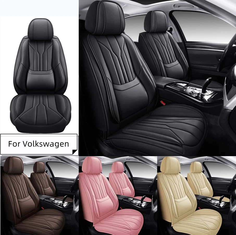 Fundas de asiento de auto de cuero PU de cobertura completa de 5 asientos para Volkswagen Polo Tiguan ID.4 Foto 1 de 4