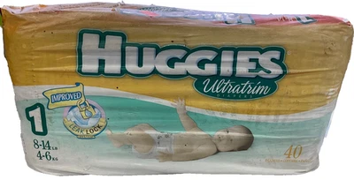 Vintage 1992 Huggies Ultra Trim Diapers with Leak Lock, Size 1, 40 ct - Image 1 of 2