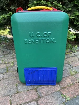 VTG 90's United Colors of Benetton Carry-On Luggage With Key Hard Shell Suitcase - Image 1 of 4