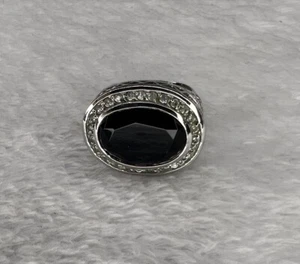 Vintage Silver Ring With Black Onyx Stone .925 Oval - Picture 1 of 19