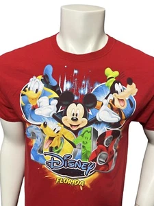 Disney Florida Casual T-Shirt Size Adult Medium M Red Mickey Mouse And Friends - Picture 1 of 14