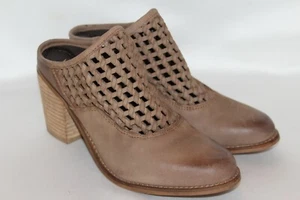 NEW! VERY VOLATILE Tan Woven Leather Clog Mules Heels Sz 8 - Picture 1 of 10