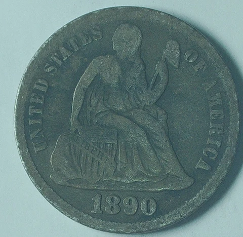 1890 S Seated Liberty Dime Much Better Condition Cover