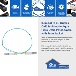 Fibre Optic Patch Cable LC-LC Multi-Mode OM3/OM4 Duplex 50/125 Network PatchLead - Picture 1 of 22