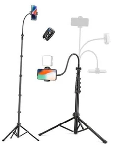 Phone Tripod, 86" Tall Tripod for iPhone with Flexible Gooseneck 86 inch Black - Picture 1 of 8