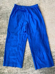 NWT J. Crew Factory Casual Size 8 Linen Viscose Coastal Wide Leg Crop Pant Blue - Picture 1 of 7