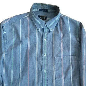 Arrow Brigade Blue Striped Dress Shirt Mens 16.5 Long Sleeve Button Cotton USA - Picture 1 of 9