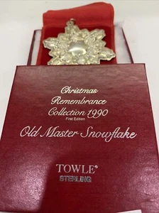 1990 First Edition Towle C’mas Remembrance NEU Old Master Snowflake Sterling - Bild 1 von 7