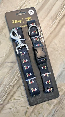 Juego de collar y correa de perro negro con hebilla Disney Mickey Mouse talla M ajustable Foto 1 de 4