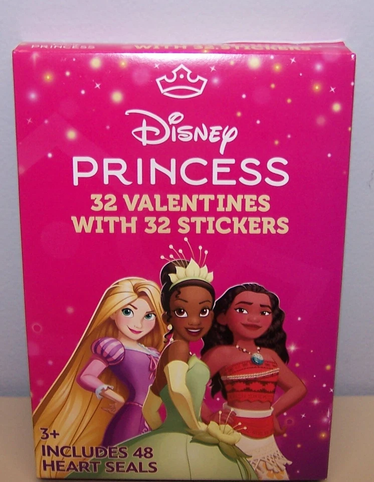 Disney Princess 2 Boxes 64 Valentines Day Cards/Stickers Classroom Exchange