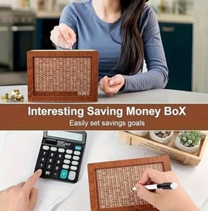 Cash Vault Wooden Savings Box, Wooden Cash Saver Money Saving Box With Countdown - Picture 1 of 3