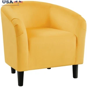 Contemporary Upholstered Barrel Accent Chair Velvet Club Seat Living Room New - Picture 1 of 11