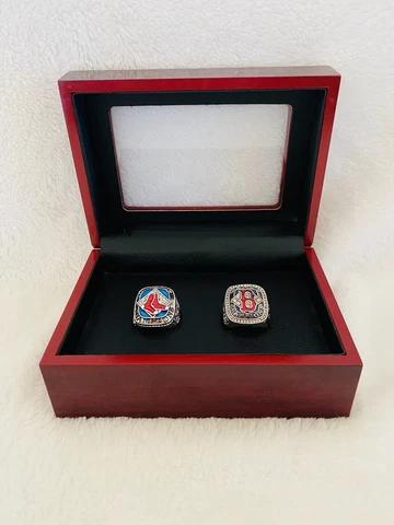 2 PCS Red Sox World Series Silver Championship Ring W Box, 🇺🇸 SHIP 2004/07 Cover
