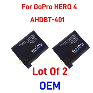 ✅Paquete de 2 baterías genuinas OEM AHDBT-401 3.8V 1160mAh 4.4Wh para GoPro HERO 4 HERO4 - Imagen 1 de 3