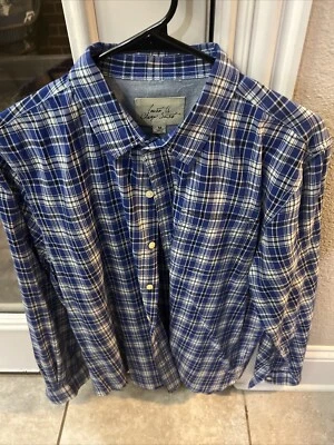 Just A Cheap Men's Long Sleeve Shirt Size Medium Blue Plaid - Image 1 of 2