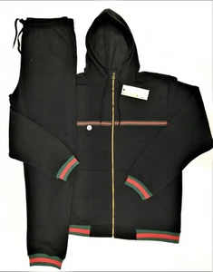 Men's Athletic Full Zip Warm Jogging Fleece SweatSuits 2 Pieces Sets Hoodie New - Picture 1 of 12