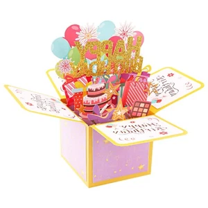 Pop-Up 3D Geburtstagskarte - bunte kreative Grußkarte mit leerer Notiz - Bild 1 von 5