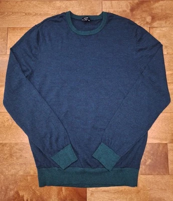 Express Men's Sweater Size L Crew-Neck Pullover Long Sleeve Merino Wool Blue EUC - Image 1 of 4