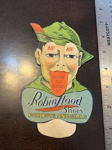Rare 1936 Robin Hood Shoes Die Cut Advertising Display Sign - Picture 1 of 6