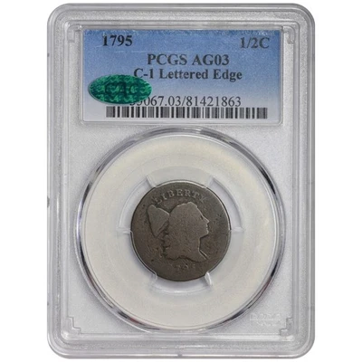 1795 1/2C LETTERED EDGE AG03 PCGS CAC Lowball Liberty Cap Half Cent  - Image 1 of 4