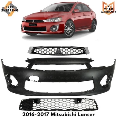 Front Bumper Cover Fascia & Grille Assembly Kit For 2016-2017 Mitsubishi Lancer - Image 1 of 4