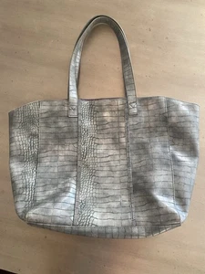 Neiman Marcus Beauty Event Croc Embossed Tote Bag Schultertasche Grau Shopper - Bild 1 von 10