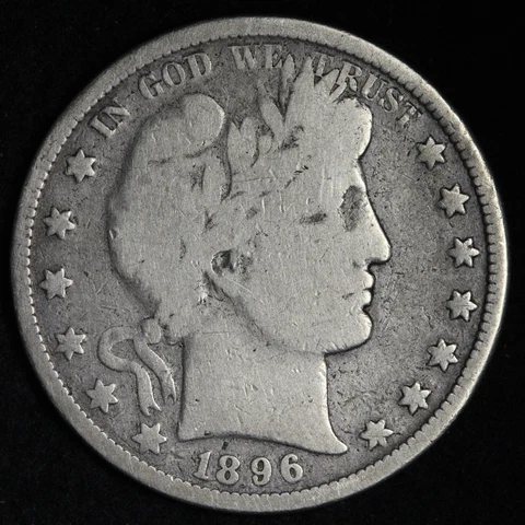 1896 Barber Silver Half Dollar CHOICE VG+ E394 QEW Cover