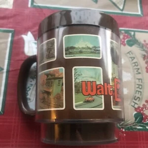 Walt Disney World Thermo-serv Coffee Mug MCM VTG Park Pictures Brown Plastic Cup - Picture 1 of 12