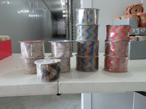 Striped Burlap Jute 2 1/2" x 15 ft Ribbon Roll - Picture 1 of 3
