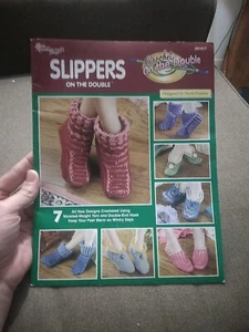 SLIPPERS ON THE DOUBLE Crochet Patterns 7 Designs 2000 Darla Fanton - Picture 1 of 10