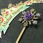 Michal Negrin Hair Pin Large Rose Flower With Swarovski Crystals Romantic Gift 