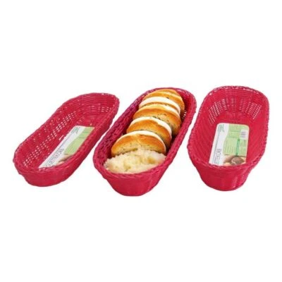 3er-Set Baguette Korb Rot Brötchenkorb Frühstückskorb Brotkorb Kesper