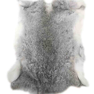 1PC Gray 100% Genuine Natural Rabbit Fur Skin Tanned Leather Craft Pelts New #JA