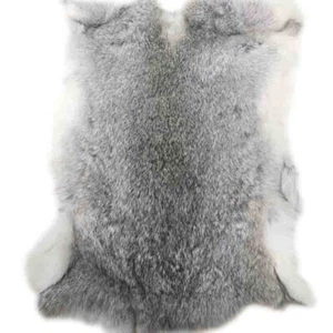 1 pieza Gris 16""x9"" 100% Genuina Natural Piel de Conejo Piel Cuero Curtido Cuero Artesanal - Imagen 1 de 7