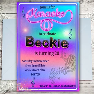 Personalised Karaoke Birthday Party Invitations Dance Party Invites A6 x10 - Picture 1 of 4
